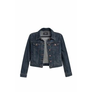 LOFT Cropped Denim Jacket Medium Dark Wash Stretch Trucker Y2K Casual Classic